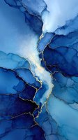 Abstract blue watercolor marble texture with gold veins and organic flowing patterns for luxury design backgrounds and modern artistic projects.