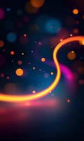 Glowing orange curved light trail with bokeh effects on dark background creates magical atmosphere for party flyers and event promotions.