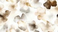 Delicate watercolor flowers in neutral beige and brown tones create an elegant seamless pattern on white background, suitable for textile and surface design projects.