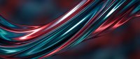 Glowing neon waves with red and cyan light trails flowing across dark background, suitable for tech and digital design projects.