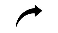 Black curved arrow pointing right on white background isolated for graphic design and presentation use.