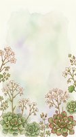 Soft watercolor floral frame with delicate pink wildflowers and green succulents on pastel background, perfect for cards and invitations.