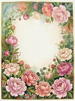 Vintage floral frame with pink peonies and roses on textured background. Decorative border for wedding invitations, greeting cards and romantic designs.