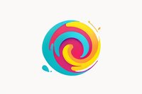 Colorful spiral swirl design in vibrant turquoise, pink and yellow with dynamic fluid motion effect on white background, suitable for logo and brand identity projects.
