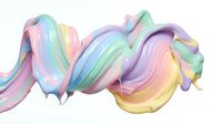 Flowing holographic ribbon with iridescent pastel colors creating smooth waves and curves on transparent background for modern digital design projects.