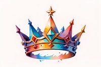 Colorful royal crown with star on top featuring gradient metallic effect from orange to blue and purple, isolated on white background for design projects.