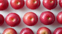 Fresh red ripe tomatoes with water drops arranged in rows on white background, top view. Natural organic produce for healthy cooking and salads.