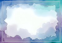 Watercolor frame border with blue purple gradient colors and white center space for text or design elements on transparent background.
