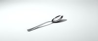 Modern minimalist spoon with elegant curved handle casting shadow on clean white surface for kitchen design and culinary branding projects.