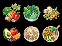 Healthy food ingredients isolated on transparent background, ready for nutrition labels, diet guides, wellness posters, t-shirt designs, and print-on-demand products.
