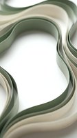 Flowing organic waves in sage green and cream tones create an elegant frame on white background, isolated and ready for design projects, presentations, and digital layouts.