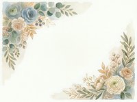 Watercolor floral frame with dusty blue and peach roses, eucalyptus leaves on cream background for wedding invitations, greeting cards and stationery design.