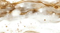 Abstract luxury gold and white marble texture with flowing ink waves and golden splatter for elegant backgrounds.