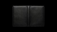 Black leather bifold wallet isolated on transparent background, ready for T-shirt design, clipart, stickers, print on demand, and sublimation projects.