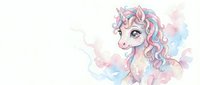Cute unicorn with rainbow mane in watercolor style on white background. Fantasy creature with pastel colors for children's designs and magical themes.