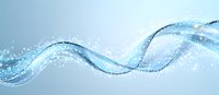 Flowing dynamic wave of sparkling water and bubbles on light blue background creates smooth curving motion effect for fresh modern designs.