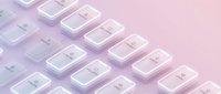 Isometric keyboard keys with soft pink gradient background, perfect for tech, computing, and digital design projects.