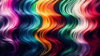 Vibrant wavy stripes in neon colors flowing across dark background, creating dynamic rainbow gradient pattern for modern design projects.