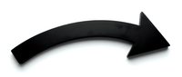 Black curved arrow pointing right on white background isolated for graphic design and presentation use.