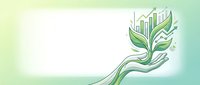 Hand holding green leaves with growing bar chart symbolizing sustainable business growth and environmental responsibility in corporate development.
