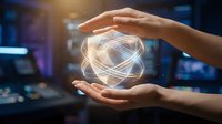 Hands protecting glowing digital sphere with network connections in futuristic technology environment for cybersecurity and data protection concepts.