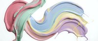 Abstract flowing paint strokes in pastel rainbow colors creating dynamic wave motion on white background for modern creative design projects.