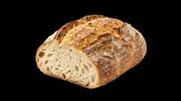 Freshly baked artisan sourdough bread loaf with sliced cross-section, isolated on transparent background, ready for t-shirt, sticker, and print on demand use.