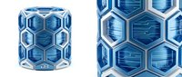 Blue hexagonal technology pattern with circuit board elements and metallic finish for modern digital design backgrounds.