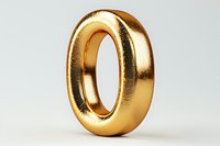 Metallic gold number zero on light background, glossy golden numeral with reflective surface texture for luxury design and typography projects.