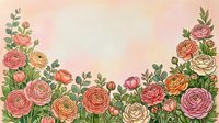 Watercolor ranunculus flowers border frame with soft pink background for wedding invitations, greeting cards and romantic design projects.