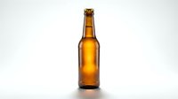 Empty amber glass beer bottle isolated on white background for product mockup and packaging design.