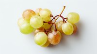 Fresh green and golden grapes cluster on white background, organic fruit harvest for healthy eating, cooking ingredients and natural food photography.