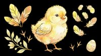 Cute yellow chick illustration isolated on transparent background, ready for t-shirt design, clipart, stickers, print-on-demand products and sublimation projects.