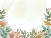Soft watercolor floral background with golden leaves, pink flowers, and berries on a light beige canvas, perfect for cards and invitations.