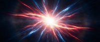 Abstract explosion of red and blue light rays bursting from center, creating dynamic energy effect for backgrounds, presentations, and digital design projects.