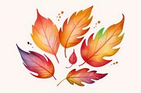 Vibrant watercolor autumn leaves in orange, red and purple hues with delicate paint splatters on light background, isolated design element for seasonal decor.