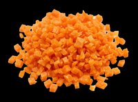 Diced orange vegetables isolated on transparent background, ready for culinary design, recipe graphics, food packaging, cooking blogs, menu illustrations, and print-on-demand products.