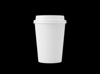 White disposable coffee cup with lid, isolated on transparent background. Ready for sticker, clipart, print on demand, sublimation, and t-shirt design use.
