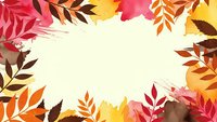Autumn leaves frame with warm colors creating decorative border on cream background for seasonal designs and fall themed projects.