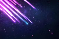 Glowing neon purple and blue light streaks against dark starry night sky background with bokeh effects, creating dynamic diagonal movement for cosmic designs.