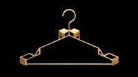 Gold metallic clothes hanger with geometric square details, isolated on transparent background. Ready for fashion clipart, t-shirt design, print on demand, stickers, and sublimation.