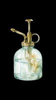 Watercolor vintage glass mister with brass pump, isolated on transparent background. Great for stickers, t-shirt design, print on demand, and sublimation projects.
