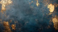 Dark teal and gold abstract grunge background with metallic copper patina effect and vintage weathered texture for luxury design projects.