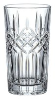Elegant crystal cut glass tumbler with diamond pattern and vertical ridges isolated on white background for luxury dining and beverage service design.