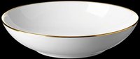 White ceramic bowl with elegant gold rim, isolated on transparent background. Ready for T-shirt design, clipart, stickers, print on demand, and sublimation projects.