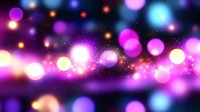Vibrant bokeh lights creating magical atmosphere with glowing purple, pink and blue circles on dark background, dreamy defocused effect for festive designs.