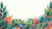Colorful decorative foliage and floral ornaments with swirling leaves and petals in vibrant hues, isolated on white background for design projects, invitations, and digital artwork.