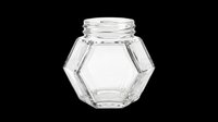 Empty hexagonal glass jar isolated on transparent background, ready for design use on t-shirts, clipart, stickers, print-on-demand products, and sublimation projects.