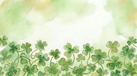 Watercolor green shamrock border on soft pastel background, St. Patricks Day clover botanical art with copy space for greeting cards.