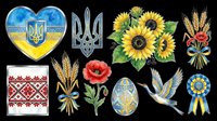 Isolated Ukrainian cultural symbols and traditional design elements on transparent background, ready for clipart, t-shirt design, stickers, sublimation, and print-on-demand projects.